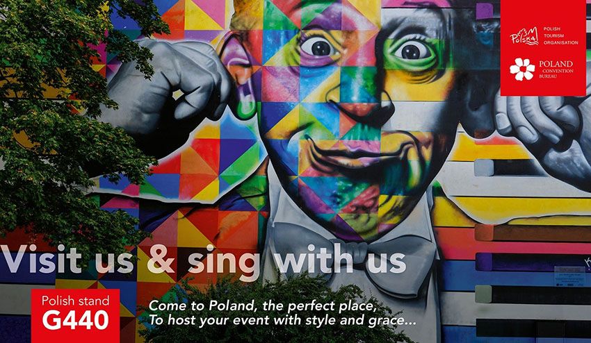 Werbung für den Auftritt Polens auf der IMEX Frankfurt. Foto: POT