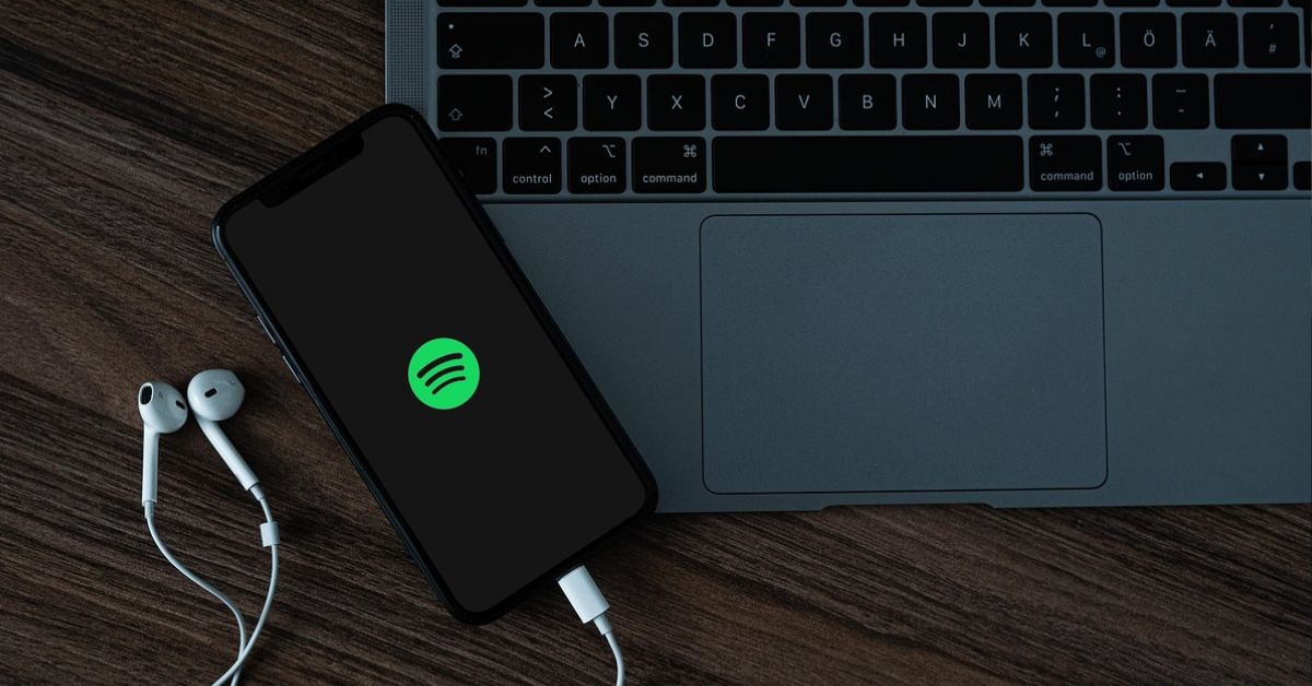 spotify, laptop, smartphone, musik, kabel