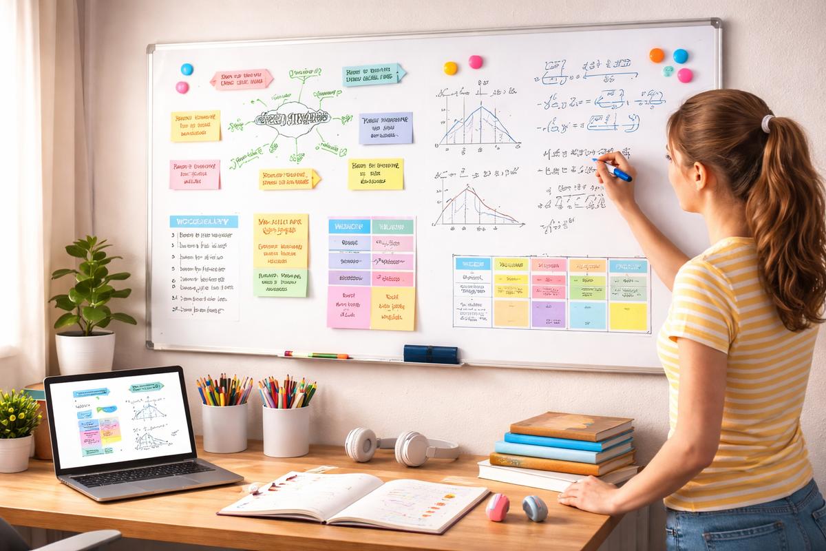 whiteboard, tafel, visuelles lernen