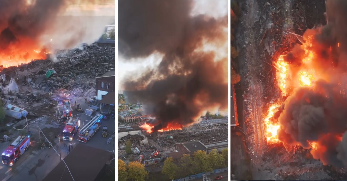 Brand Gliwice, Großbrand Polen, Drahtfabrik Gliwice Feuer, Feuerwehr Einsatz Schlesien, Rauchwolken Gliwice, Polen, Gliwice, Gleiwitz, Branf, Feuer, Rauchwolken, Feuer in Gleiwitz, Rauchwolken über Polen,